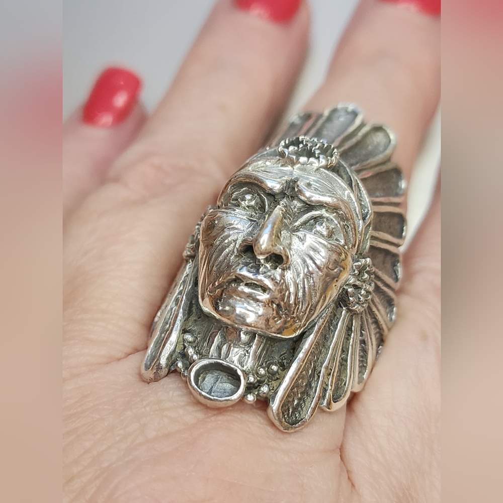 Chief Headdress Sterling Men's Ring